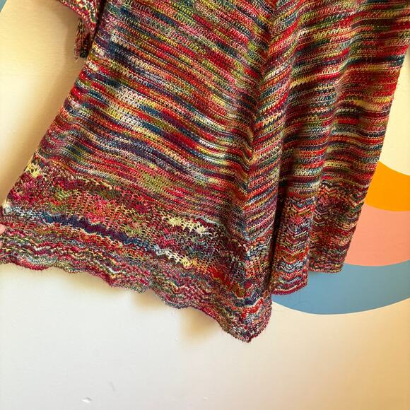 Boho Festival Crochet Tunic Womens XL Knit Fall Autumn Colors Warm - Picture 2 of 6